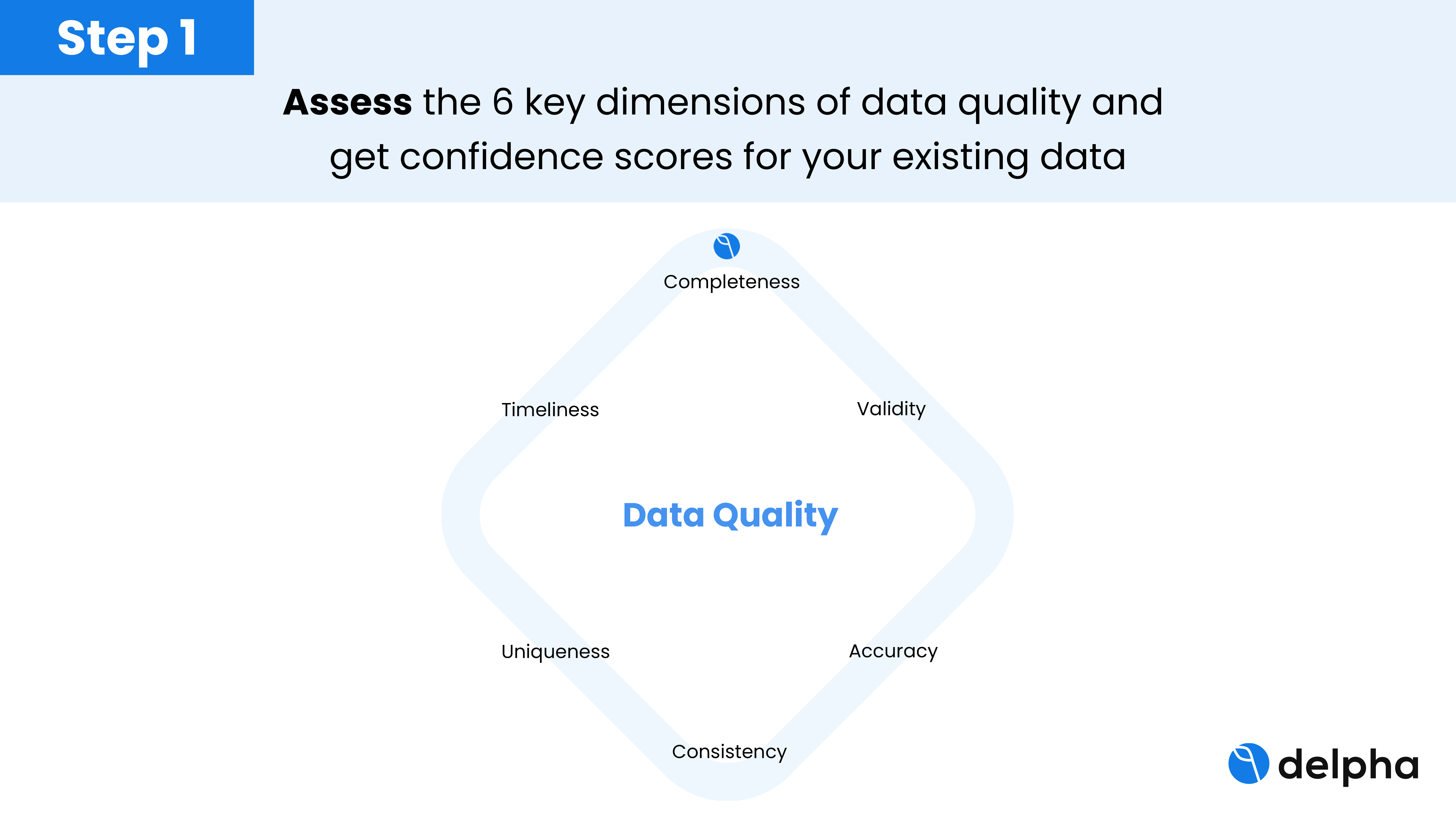 Delpha Ste 1: Assess the 6 key dimensions of data and score the results